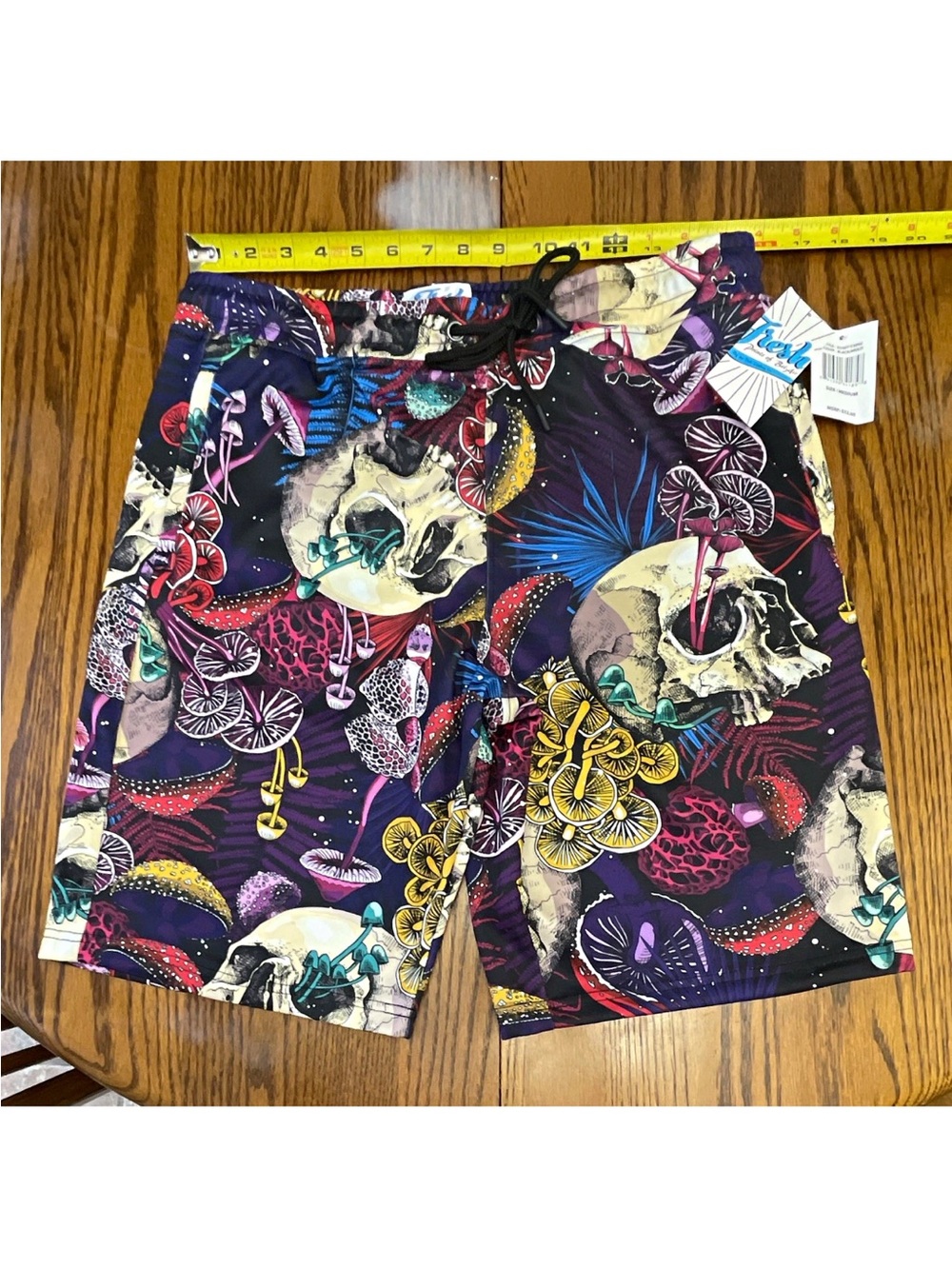 Fresh prints MSRP $52 Men's Skull & Tropical Print Swim Trunks - Purple